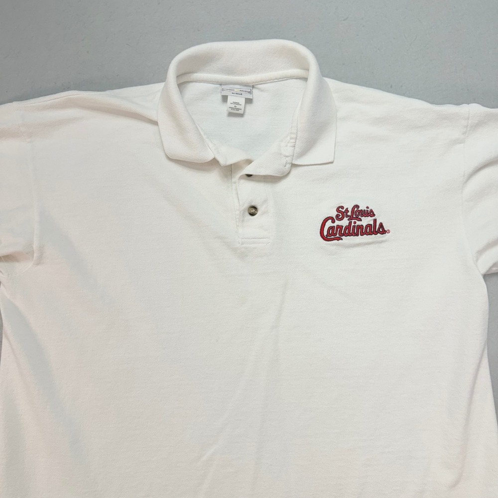 St. Louis Cardinals Men's Polo Shirt Large‎ White MLB Baseball Cotton Deluxe